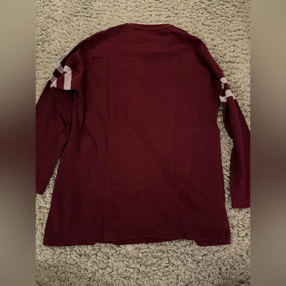 Vintage Chaps Ralph Lauren Men's Large Burgundy V Neck Long Sleeve Pullover